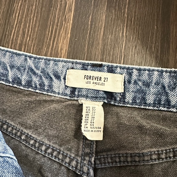 • High Waisted Denim Shorts • Blue and Black Washed Denim • - Picture 3 of 3